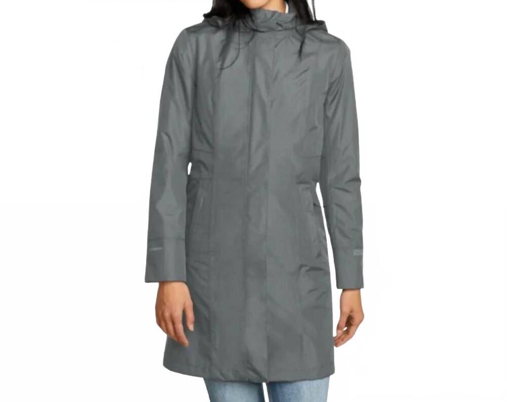 NEW EDDIE BAUER girl on the go rain hooded trench coat in slate gray